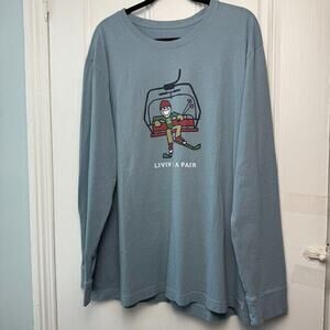 Life is Good "Livin' on a Pair" Long Sleeve Mens XXL Blue Pullover Crewneck